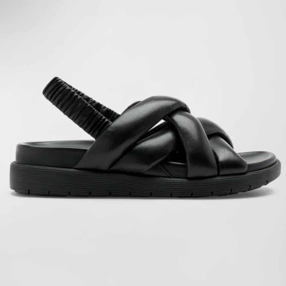 La Canadienne Redmond Leather Sandals Black Size 38.5 US 8 Minimalist Chic